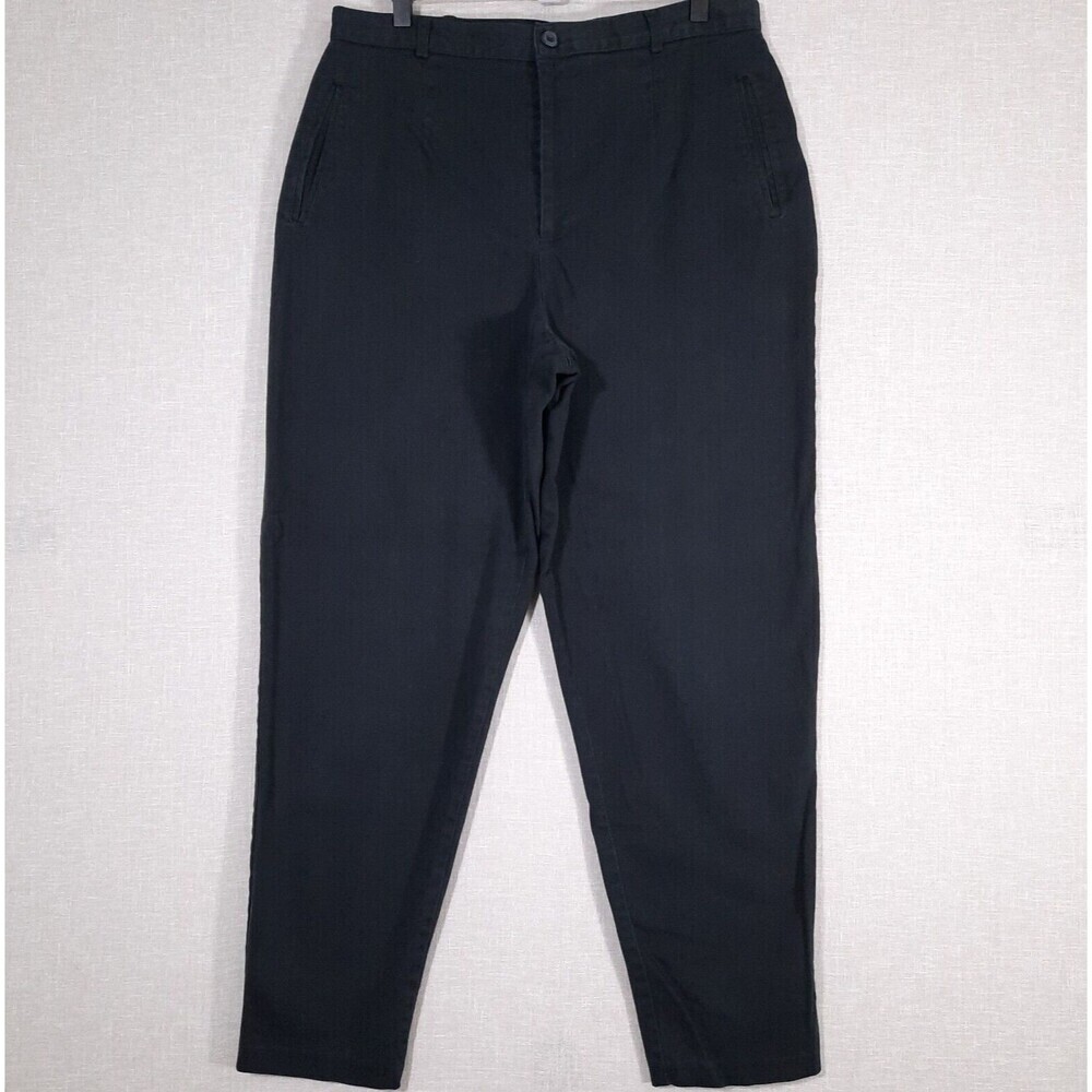 Newton Trading Co Women's Black Chino Pants Size 16 High-Waist Tapered Leg